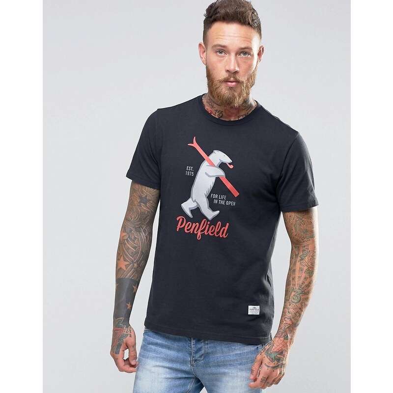 Penfield - Ski Bear - Logo-T-Shirt - Schwarz