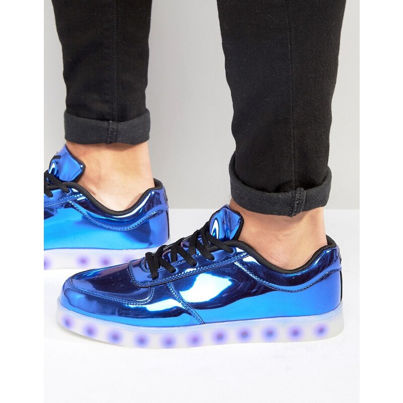 Wize & Ope - Niedrige Sneaker mit LED - Blau