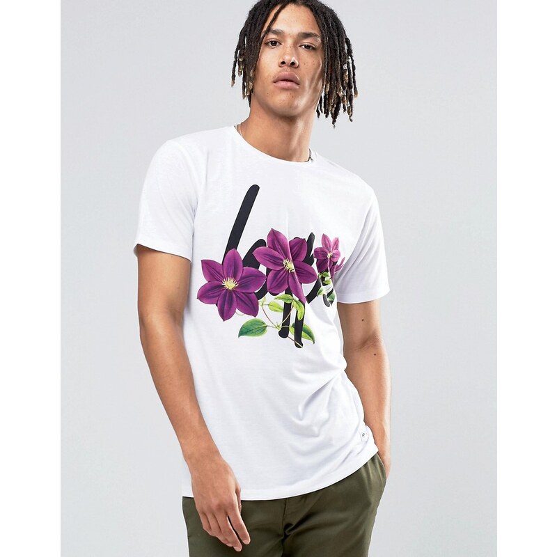 Hype - T-Shirt mit Blumen-Logo und Rückenprint - Weiß