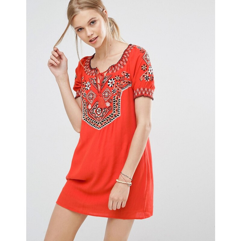 Abercrombie & Fitch - Verziertes Boho-Kleid - Rot