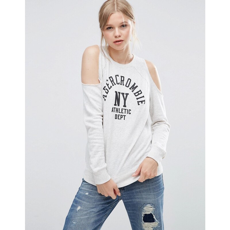 Abercrombie & Fitch - Schulterfreies Sweatshirt mit Logo - Grau
