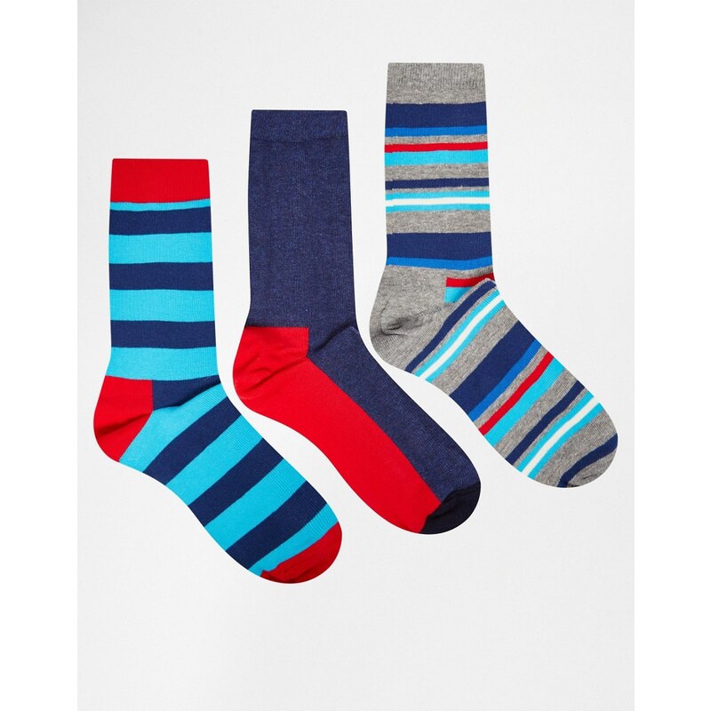 HS By Happy Socks - Bedruckte Socken im 3er-Pack - Mehrfarbig