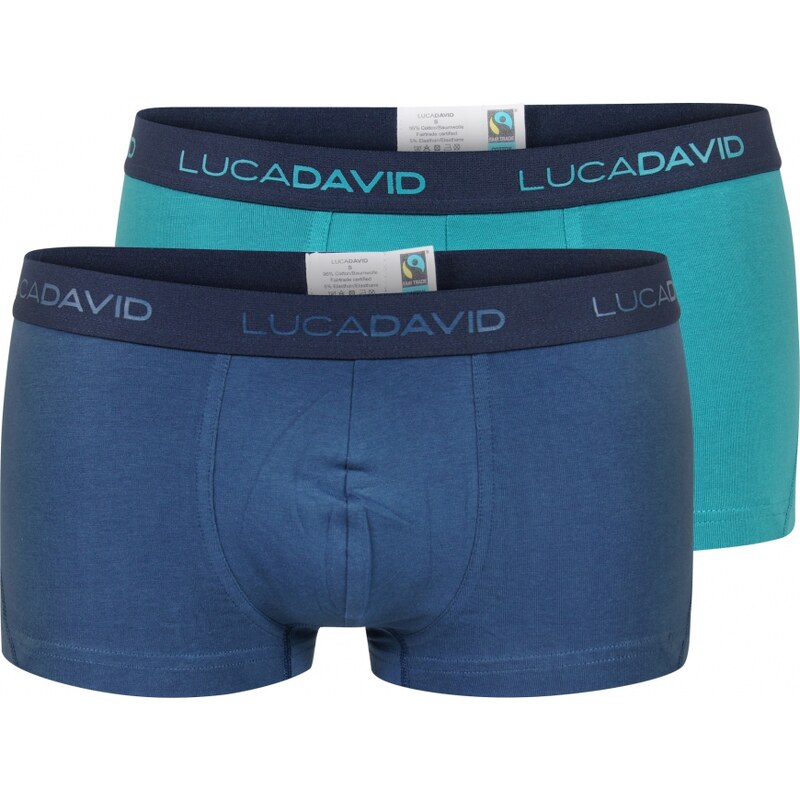 Luca David 2-Pack Fairtrade Trunks 'Uni', blue lake