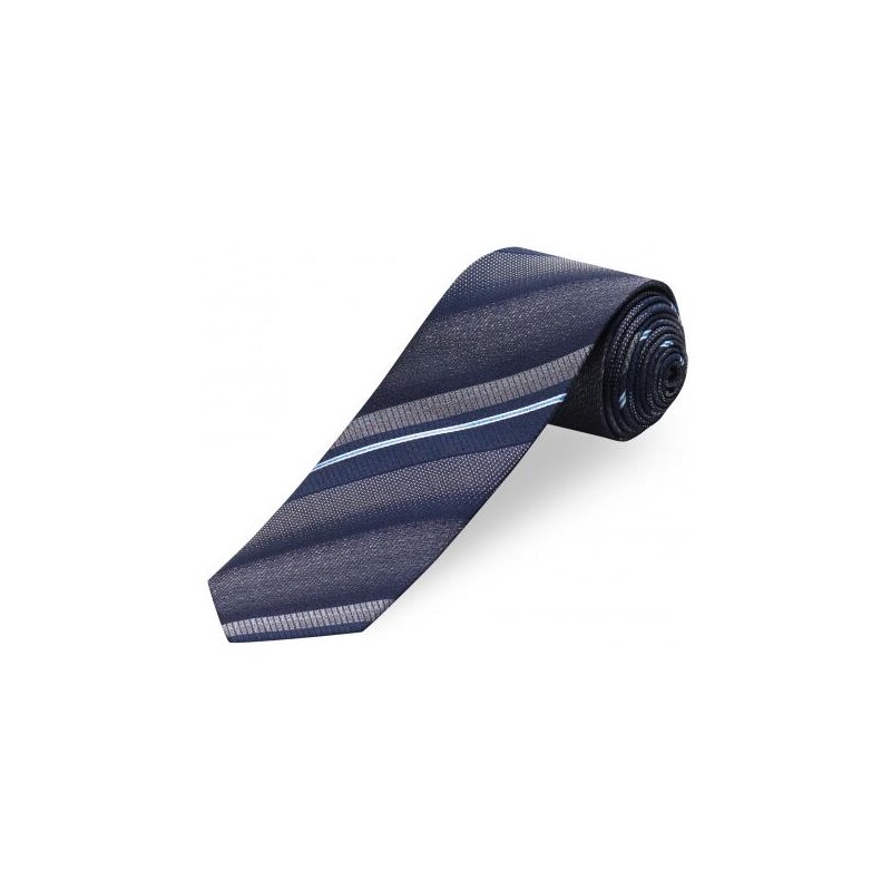 COOL CODE Herren Krawatte Breite 7 cm gestreift grau aus echter Seide