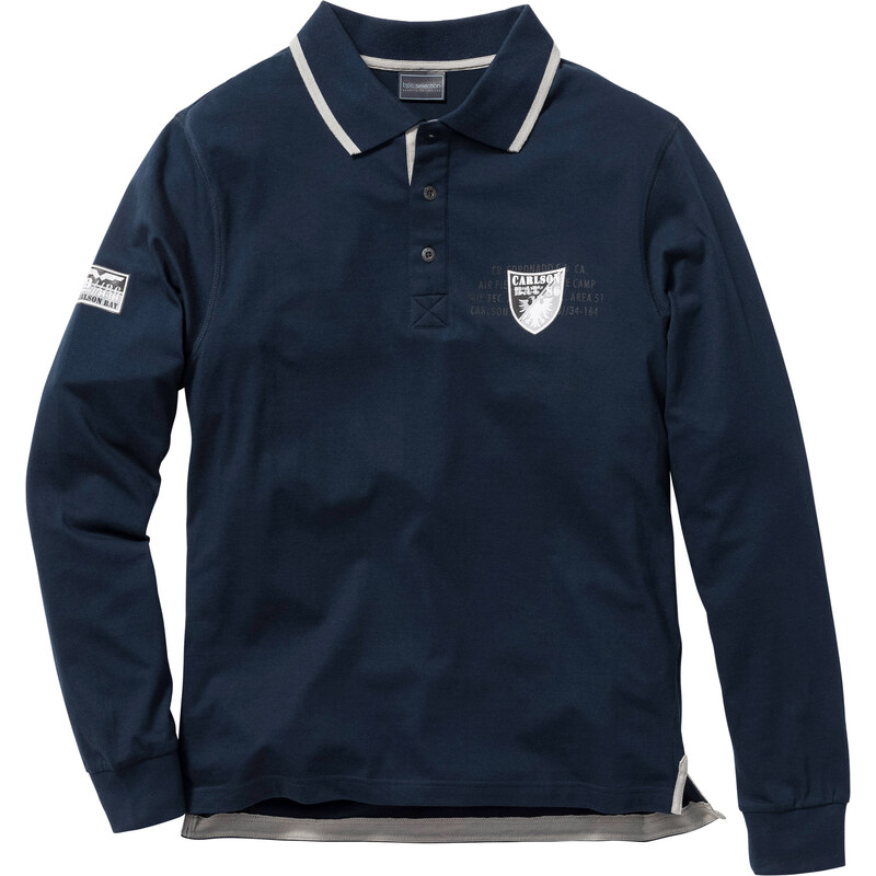 bpc selection Langarmpoloshirt Regular Fit in blau für Herren von bonprix