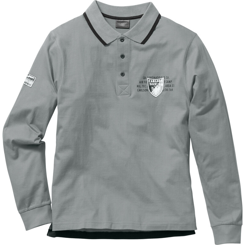 bpc selection Langarmpoloshirt Regular Fit in grau für Herren von bonprix