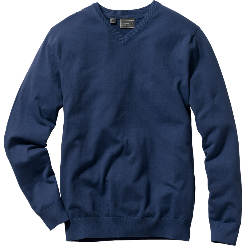 bpc selection V-Pullover Regular Fit langarm in blau für Herren von bonprix