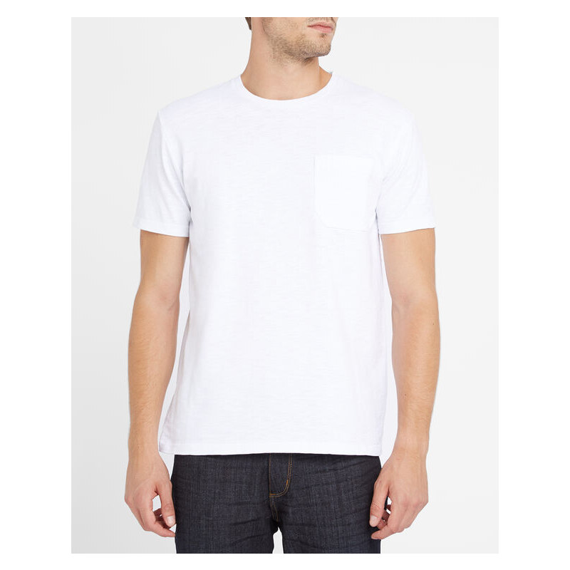 EDWIN Weißes T-Shirt mit Rundhalsausschnitt und Brusttasche aus Flammé Marvin
