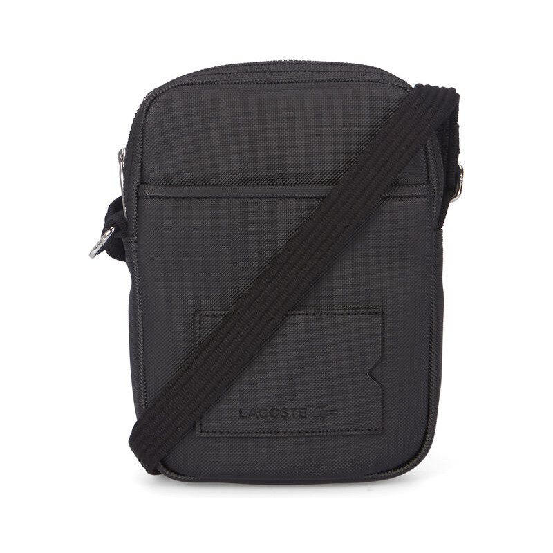 LACOSTE Kleine schwarze Umhängetasche mit Tasche auf der Vorderseite Camerabag