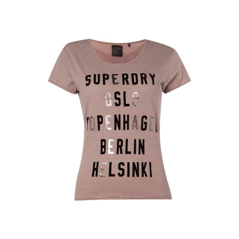 Superdry T-Shirt mit Flockprint und Metallic-Details