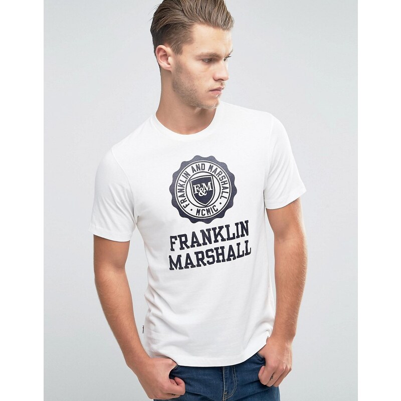 Franklin & Marshall Franklin and Marshall - T-Shirt mit großem Logo - Weiß