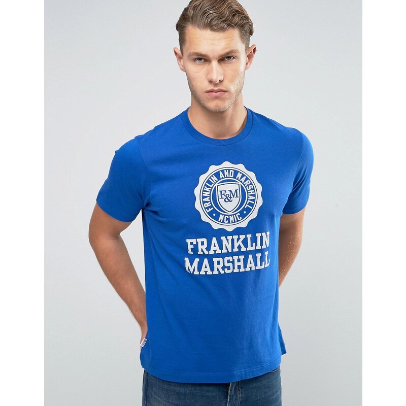Franklin & Marshall Franklin and Marshall - T-Shirt mit großem Logo - Blau