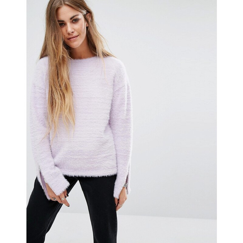 Glamorous - Strukturierter Pullover mit Reißverschluss-Detail - Violett