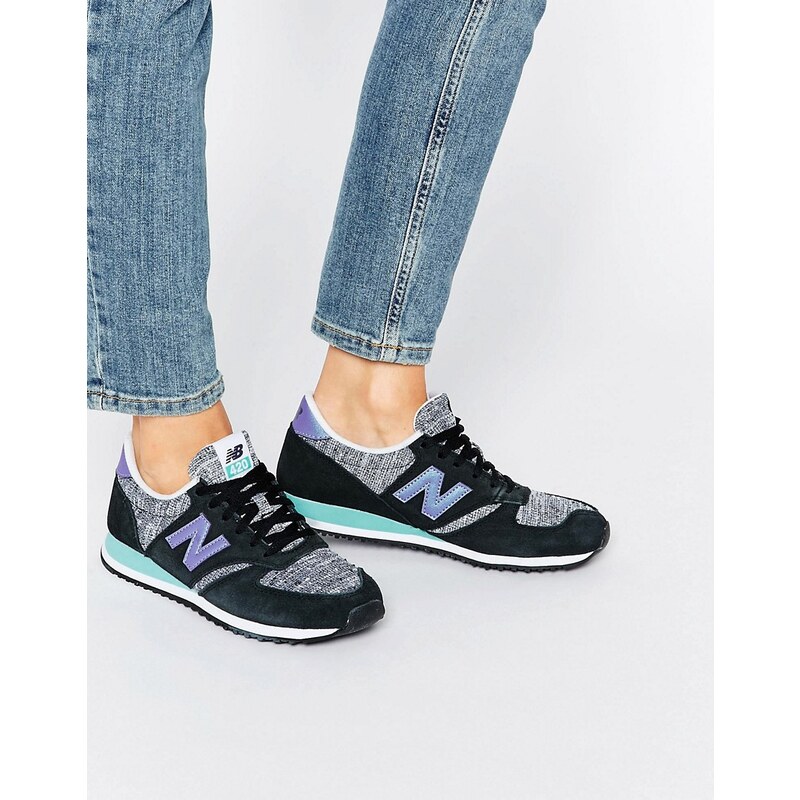 New Balance - 420 - Sneaker aus Wildleder in Schwarz und Violett - Schwarz
