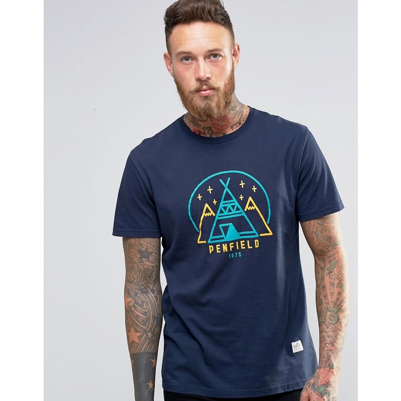 Penfield - T-Shirt mit Wigwam-Logo - Marineblau