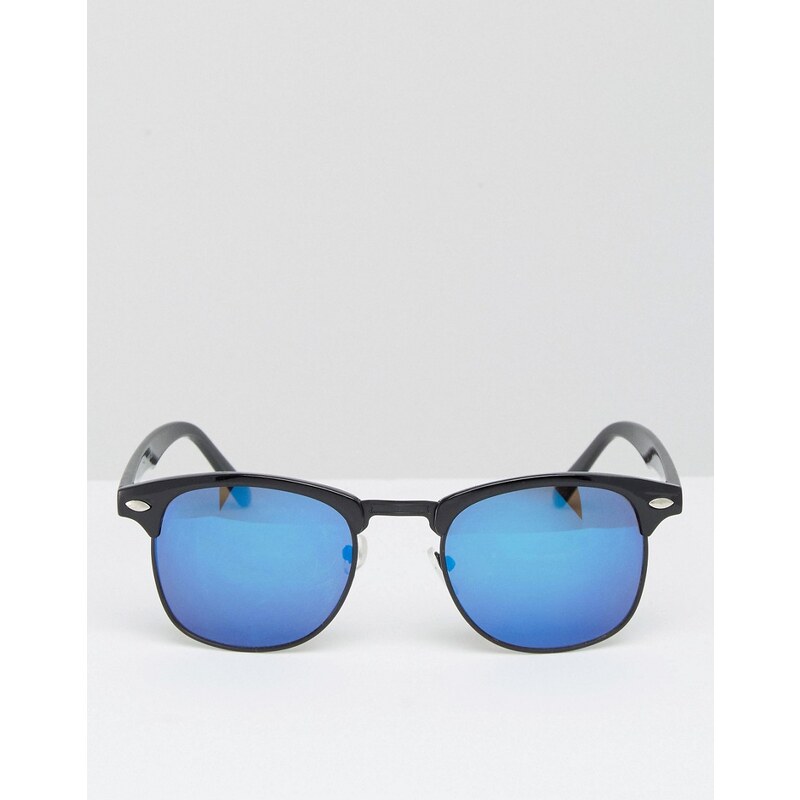 7X - Retro-Sonnenbrille mit Revo-Gläsern - Schwarz