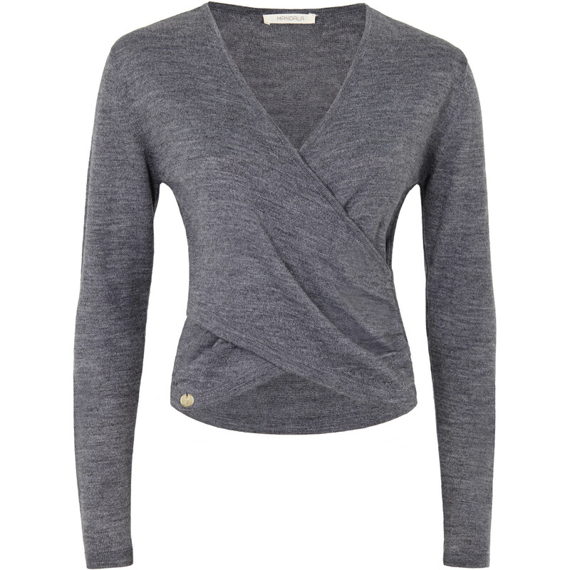 Mandala: Damen Yogashirt / Cache Coeur / Langarmshirt, grau, verfügbar in Größe S