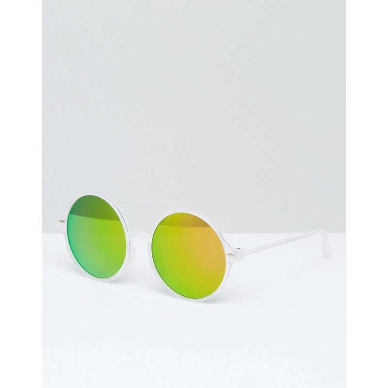 7X - Runde Sonnenbrille mit verspiegelten Gläsern - Transparent
