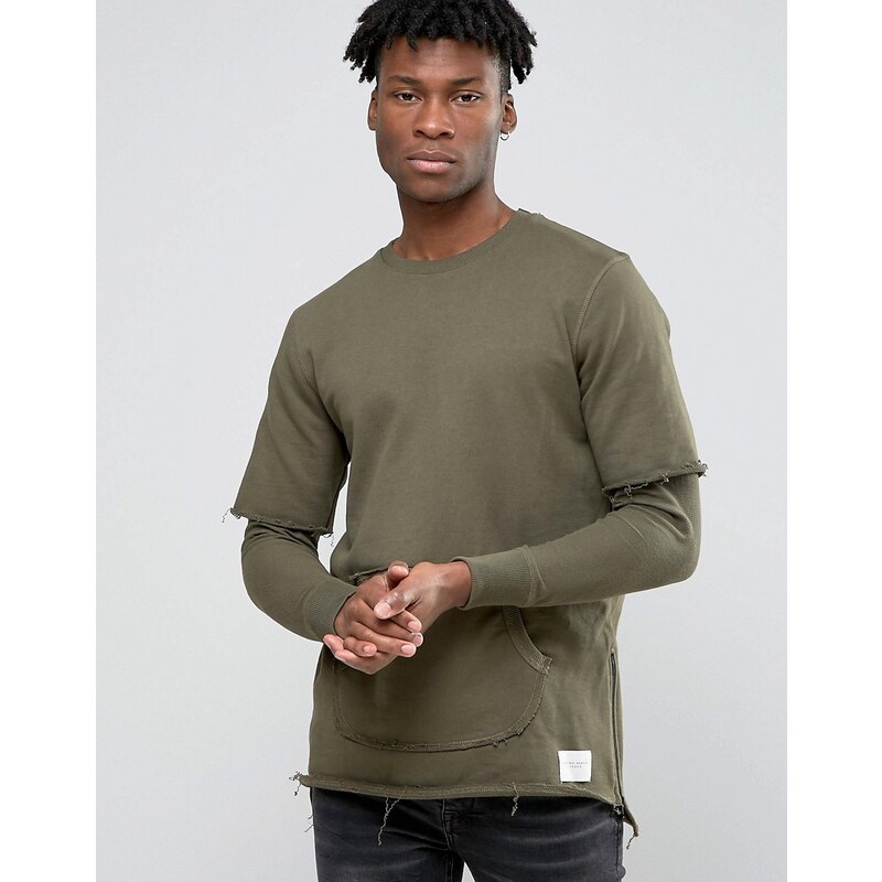 Criminal Damage - Sweatshirt mit Ärmeln im Lagenlook - Grün