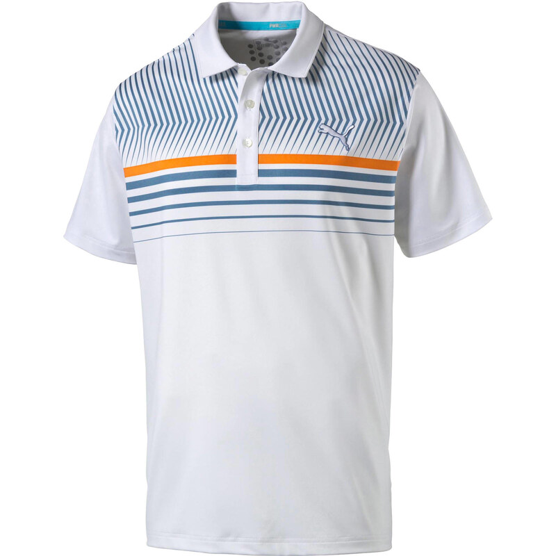 Puma: Herren Golfshirt / Polo-Shirt Surface Stripe Polo, weiss, verfügbar in Größe S