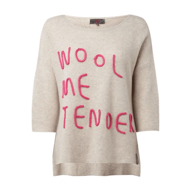 Lieblingsstück Pullover aus reiner Wolle mit Message-Applikation