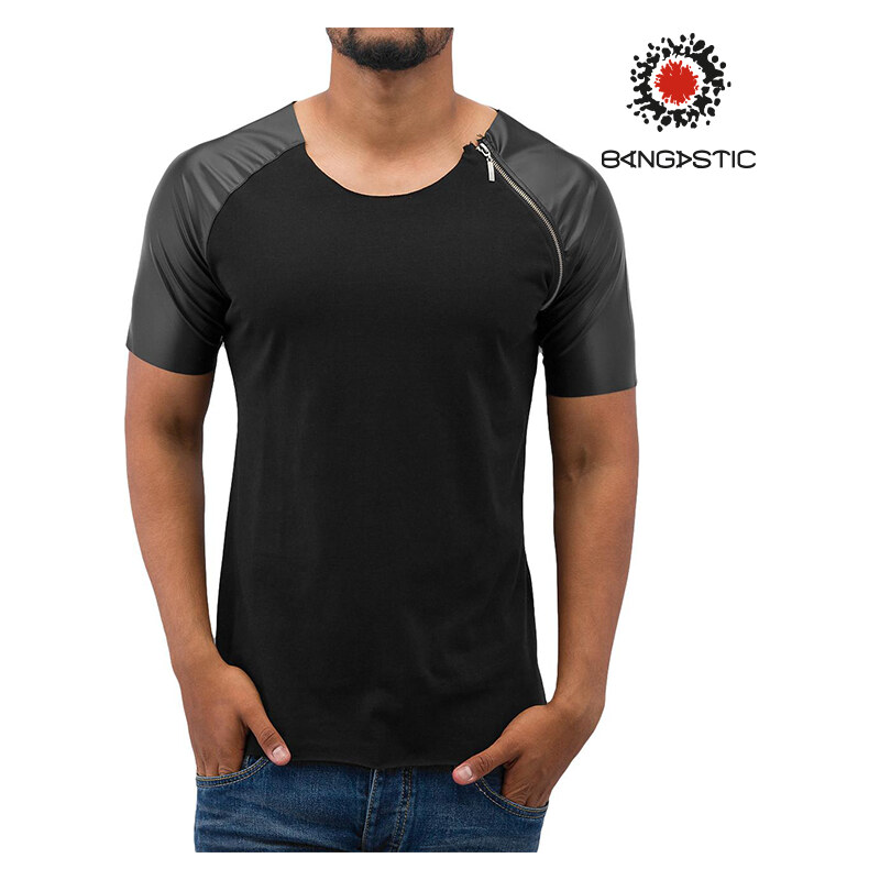 Bangastic T-Shirt mit Ärmeln in Leder-Optik - XL
