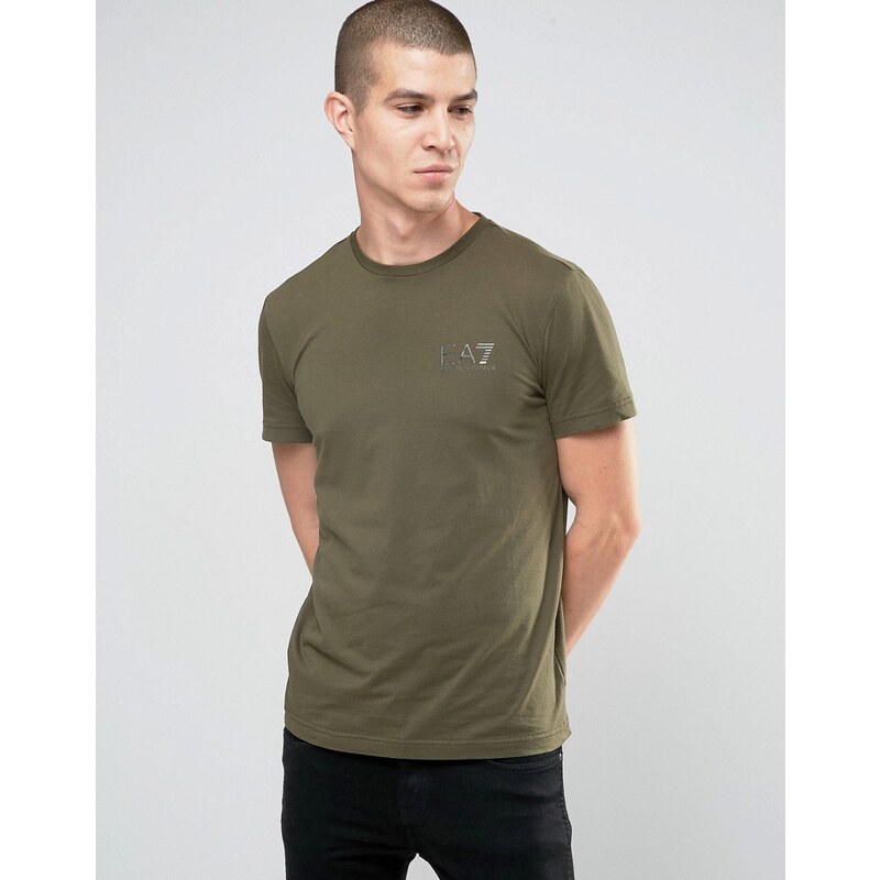 Emporio Armani - EA7 - T-Shirt in Khaki mit Logo auf der Brust - Grün