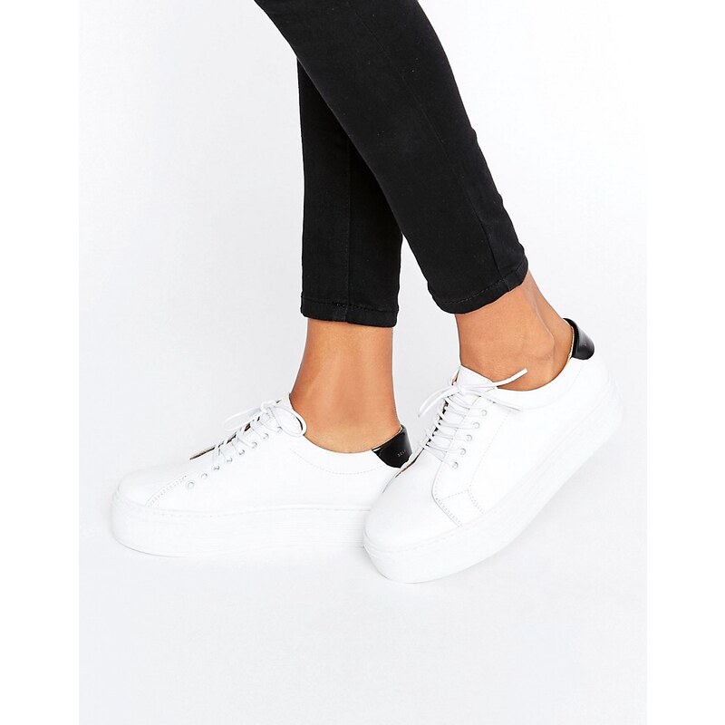 Selected Femme - Diana - Plateau-Sneaker aus weißem Leder - Weiß
