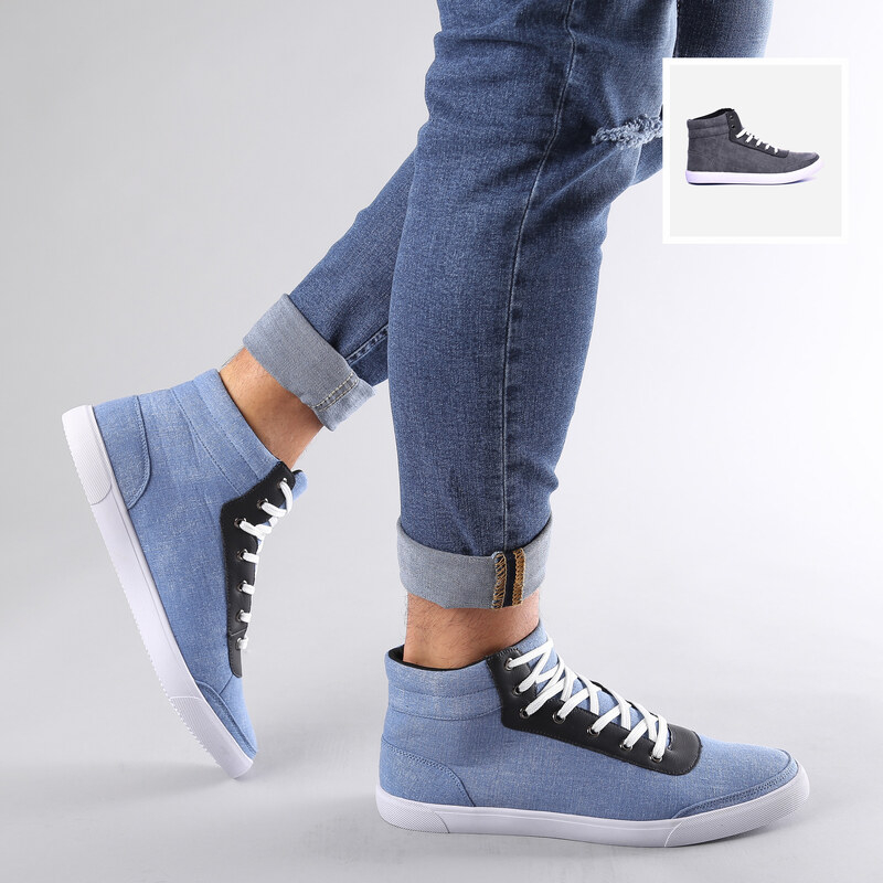 Lesara High-Top-Sneaker aus Stoff - Grau - 41