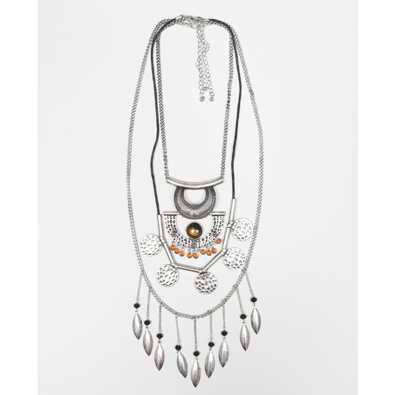 Mehrreihige Halskette Silberig, Größe 00 -Pimkie- Mode für Damen