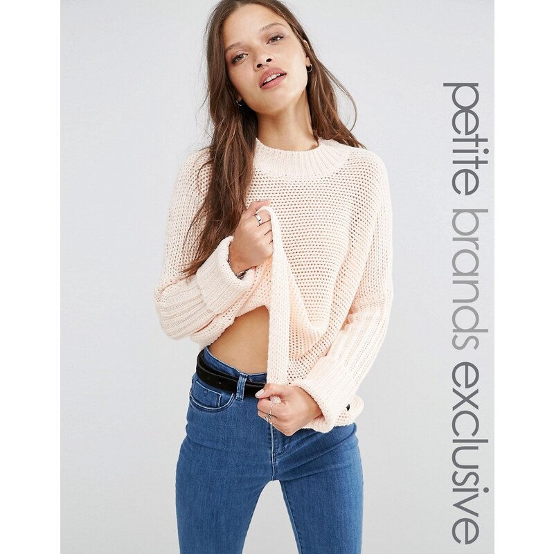 Noisy May Petite - Strickpullover mit Zopfmuster - Rosa
