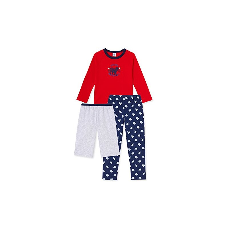 Petit Bateau Jungen Zweiteiliger Schlafanzug Pyjama Haut + 2 Bas, 3er Pack
