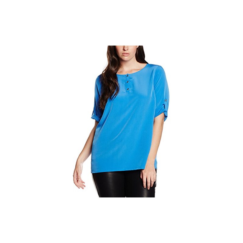 Zizzi Damen Regular Fit Bluse O10553B, Gr. 50 (Herstellergröße: L), Blau (Palace Blue 1437)