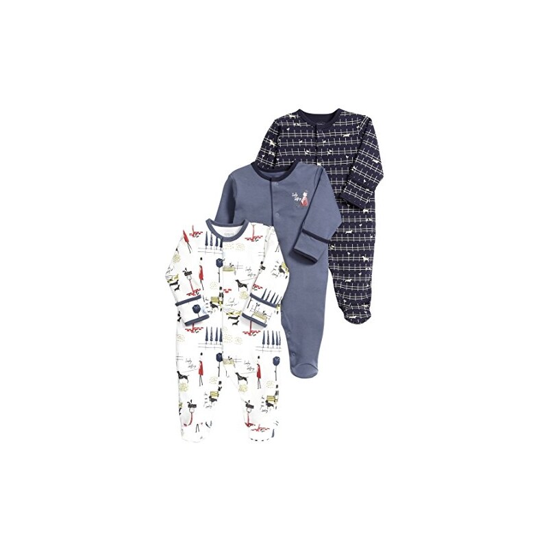 Mamas & Papas Baby-Jungen Strampler and 3 Pack Busy City All in One, 3