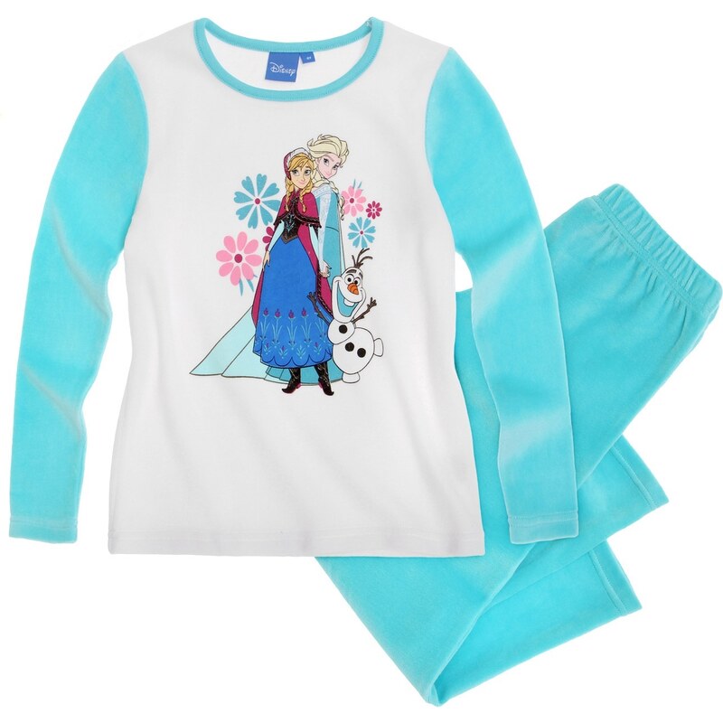 Disney Die Eiskönigin Pyjama (Velours) blau in Größe 104 für Mädchen aus 80% Baumwolle 20% Polyester