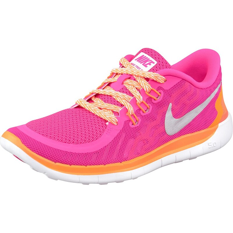 Große Größen: Nike Free Run 5.0 Girls Laufschuh, Neon-Pink-Weiß, Gr.35,5-36,5