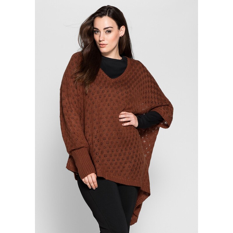 Große Größen: sheego Style Pullover in Poncho-Form, zimt, Gr.40/42-56/58