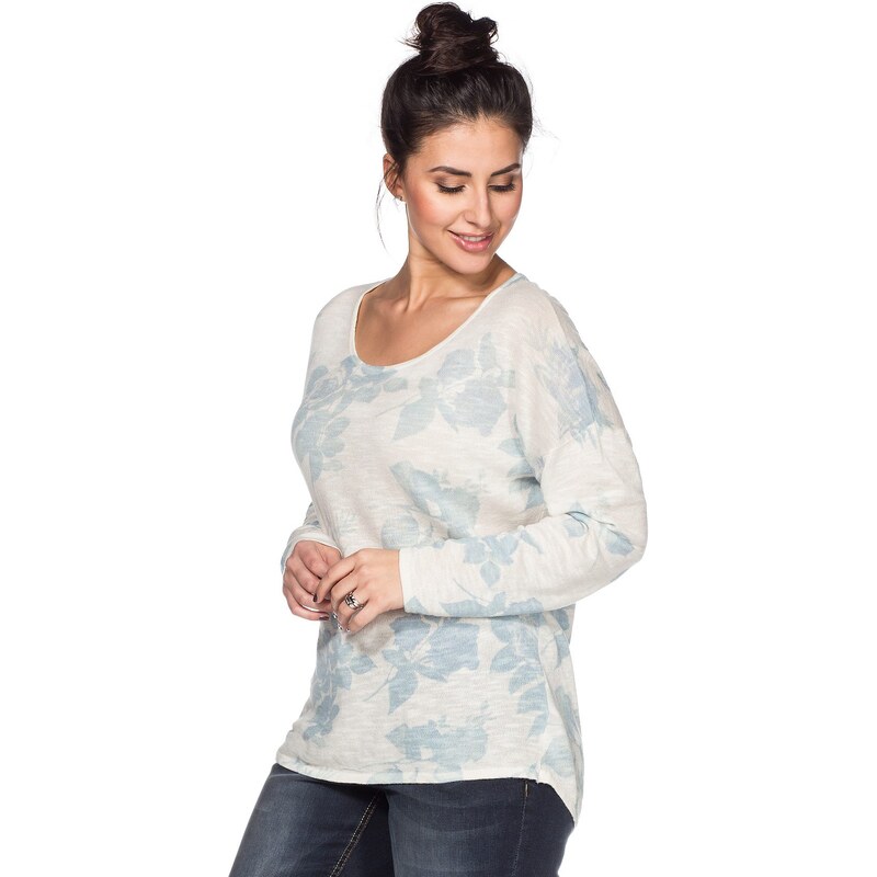 Große Größen: sheego Trend Pullover, weiß-pastellblau, Gr.40/42-48/50