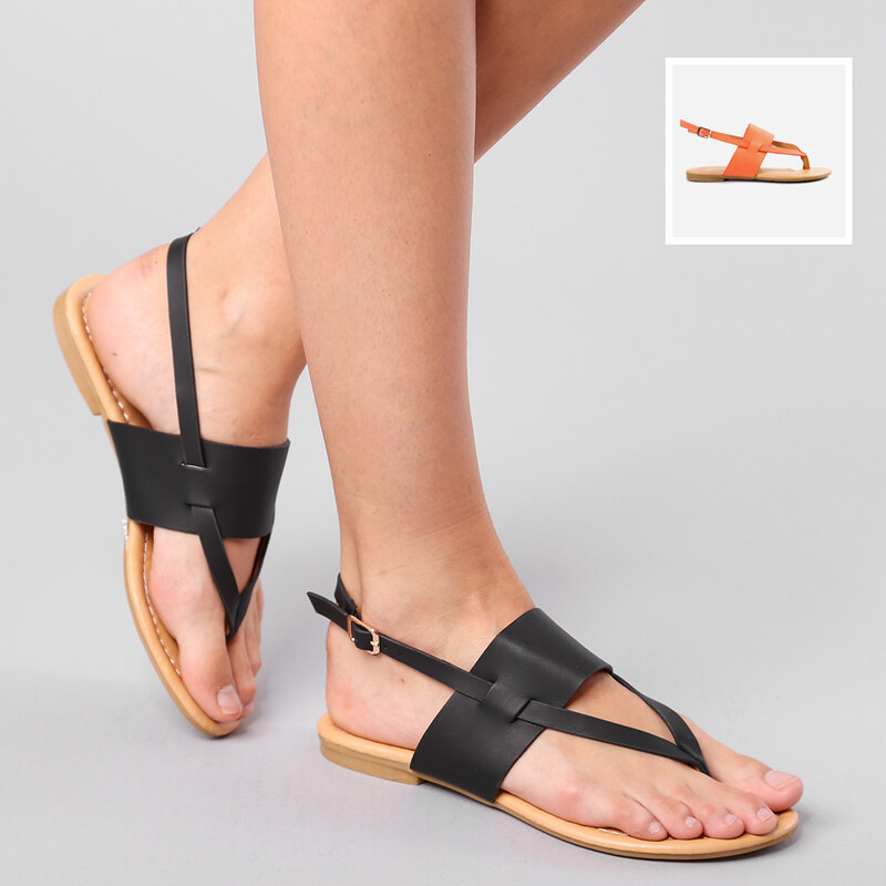 Lesara Zehentrenner-Sandale mit breitem Riemen - Orange - 39