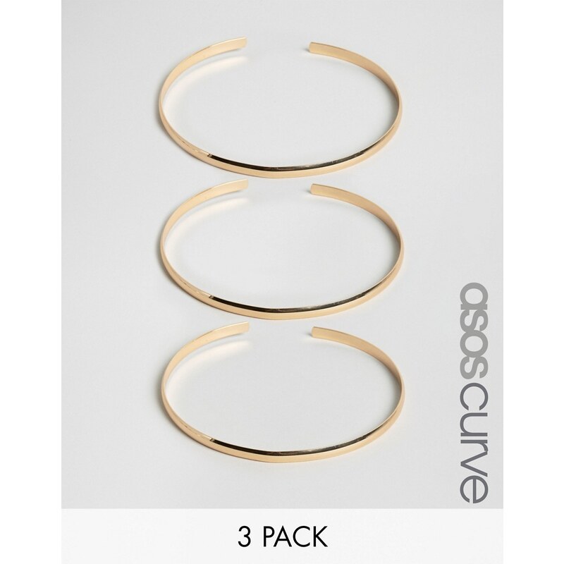 ASOS CURVE - Set mit 3 glatten Armbändern - Gold