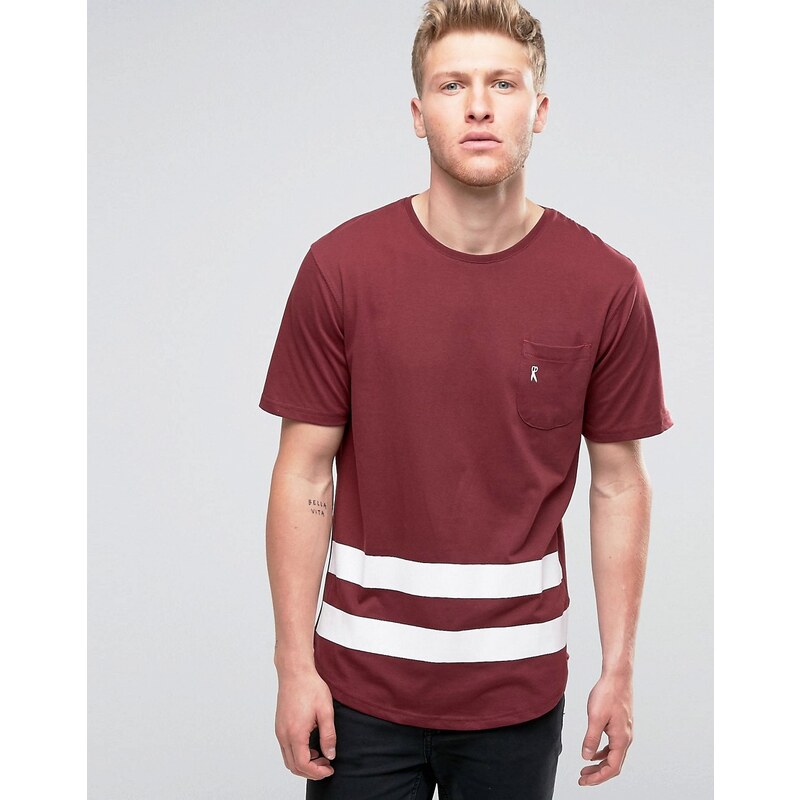 Ringspun - Baseball-T-Shirt mit Tasche und gerundetem Saum - Rot