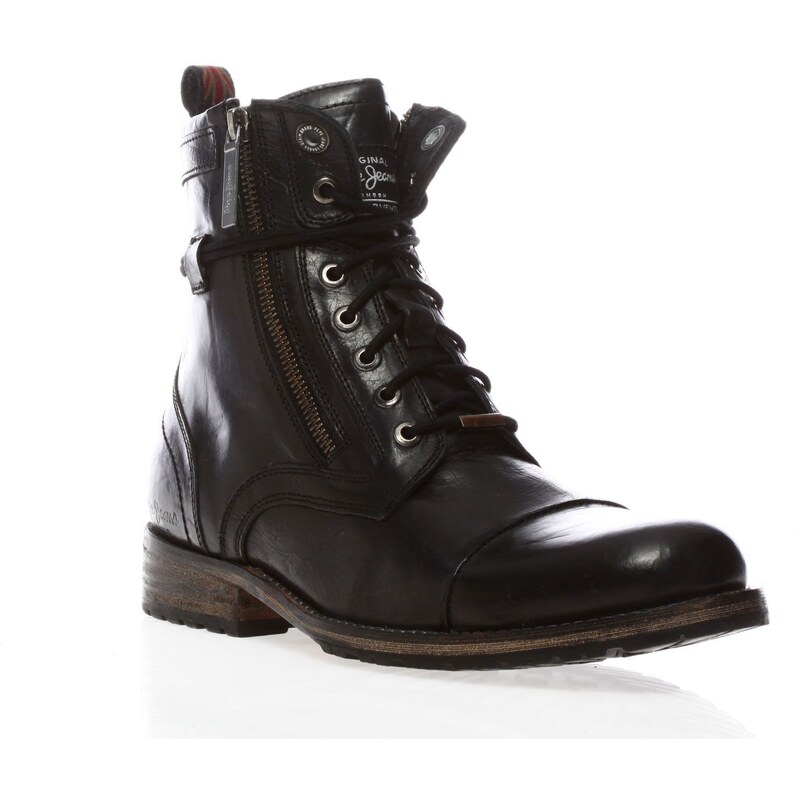 Pepe Jeans Footwear MELTING ZIPPER - Boots - aus schwarzem Leder