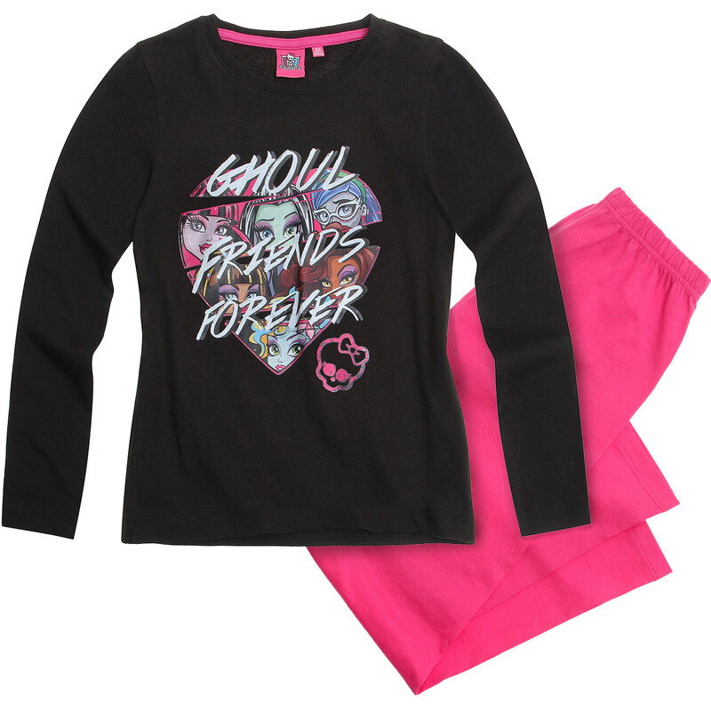 Monster High Pyjama pink in Größe 128 für Mädchen aus 100% Baumwolle