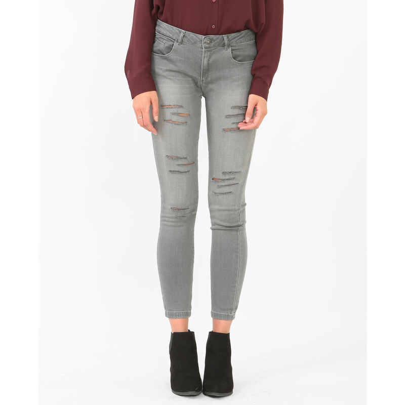 7/8-Skinny-Jeans im Destroy-Look Grau, Größe 36 -Pimkie- Mode für Damen