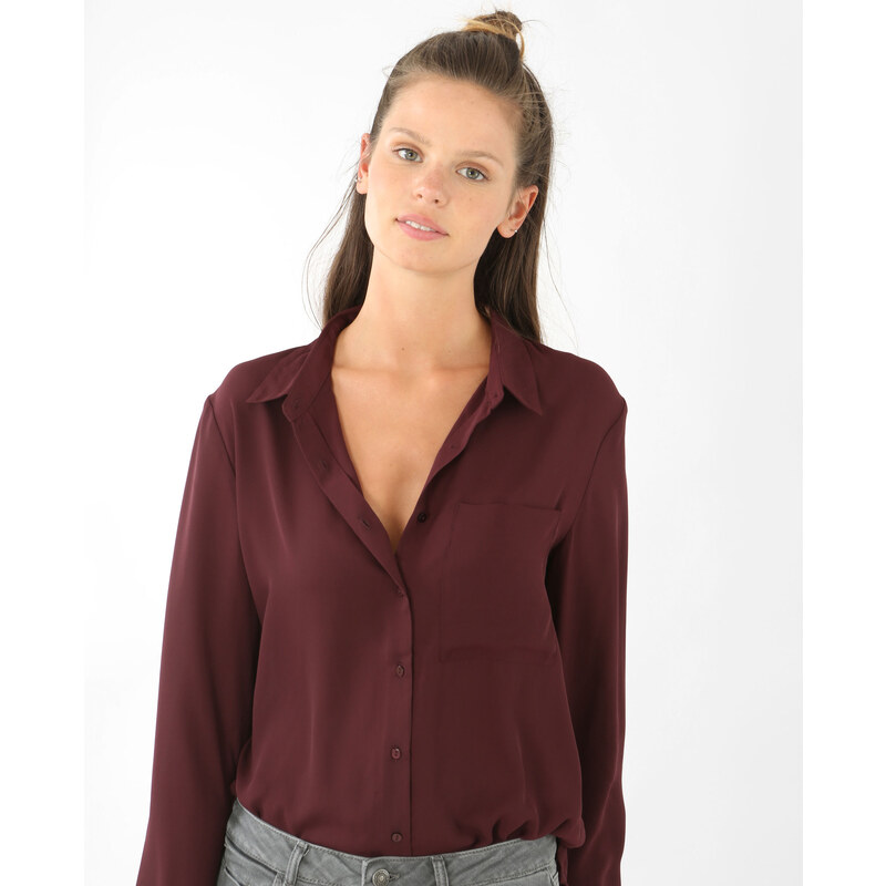 Weich fließende Hemdbluse Granatrot, Größe M -Pimkie- Mode für Damen