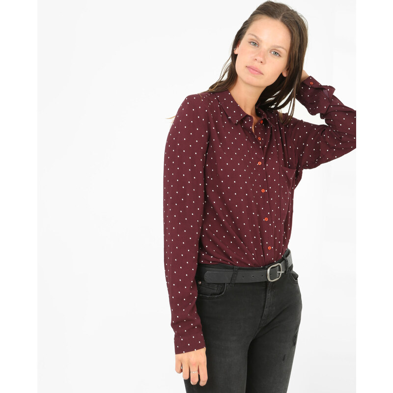 Gepunktete Bluse Bordeauxrot, Größe M -Pimkie- Mode für Damen