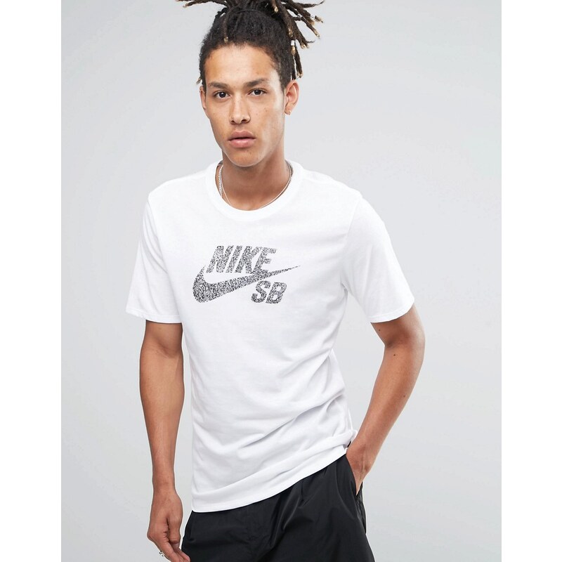 Nike SB - Weíßes T-Shirt mit gepunktetem Logo, 844107-101 - Weiß