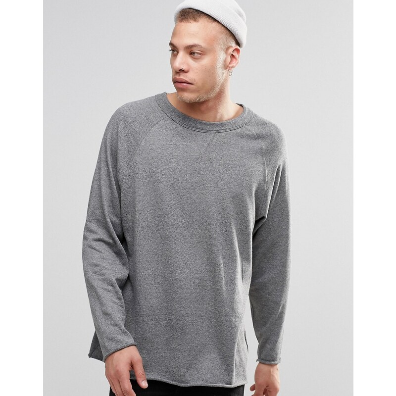 Weekday - Goliath - Sweatshirt mit Rundhalsausschnitt und unbearbeitetem Saum - Grau