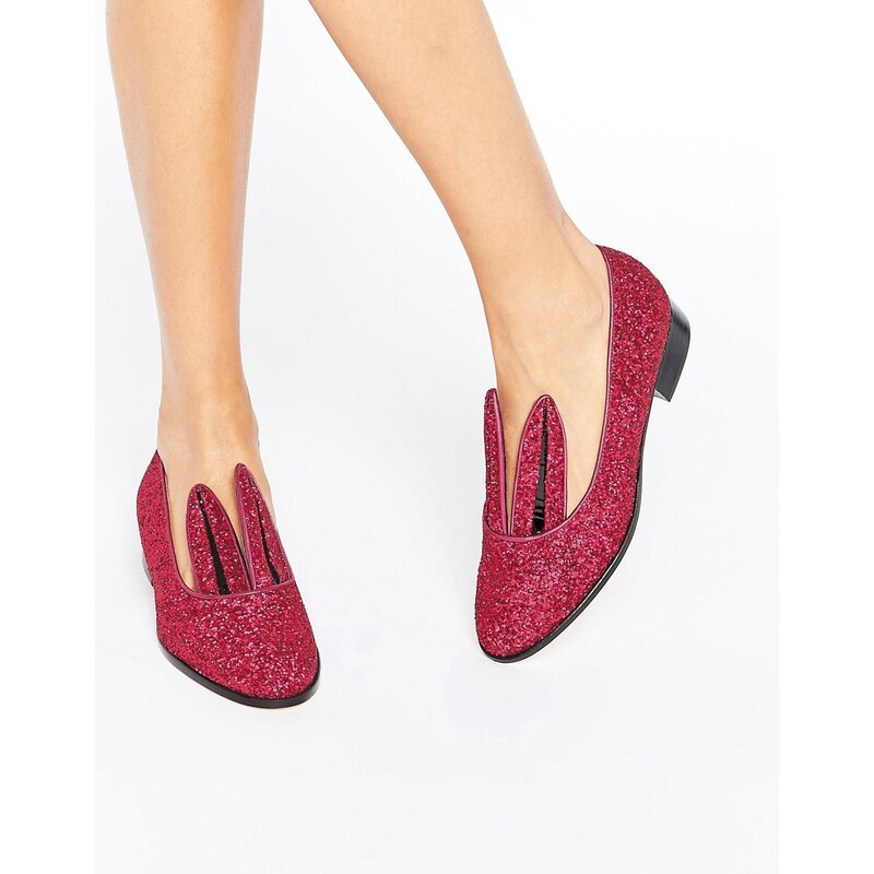 Minna Parikka - Rosa glitzernde Schuhe mit Hasenohren - Rot