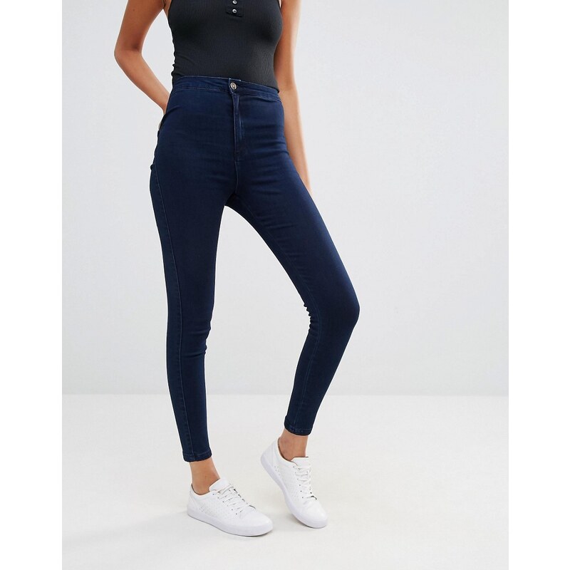Missguided - Vice - Sehr stretchige Skinny-Jeans mit hohem Bund - Marineblau